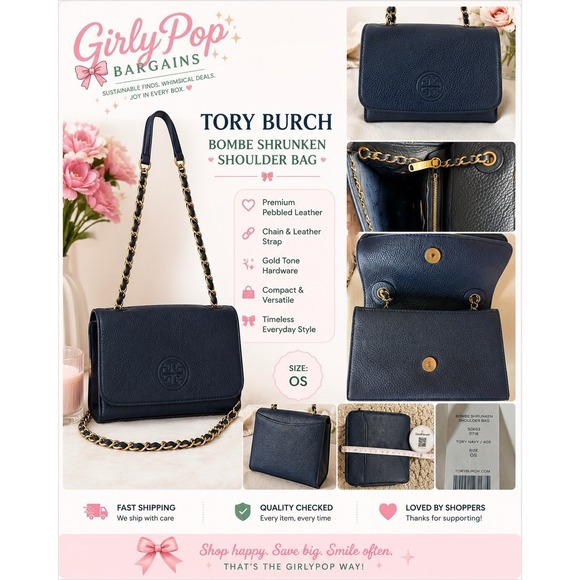 Tory Burch Handbags - New Tory Burch CHELSEA PEBBLED CROSSBODY BAG color Navy Blue